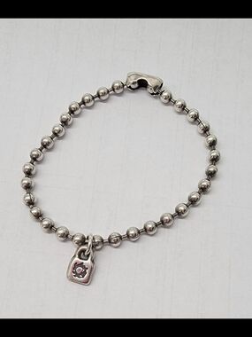 UNO de 50 Silver Beaded Bracelet with Charm